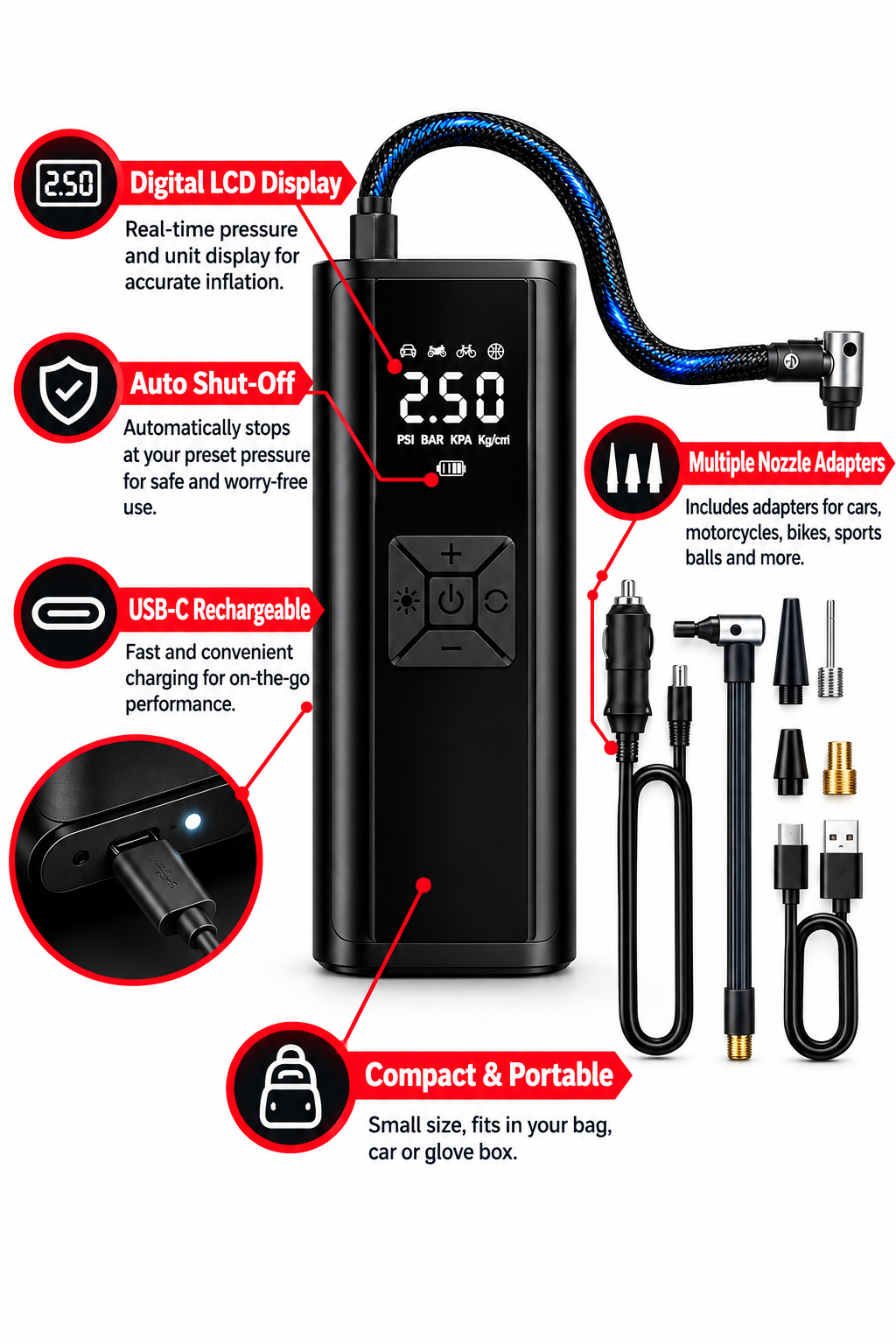 Air Compressor Infographic White Background