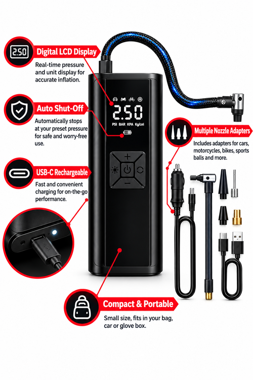 Air Compressor Infographic White Background
